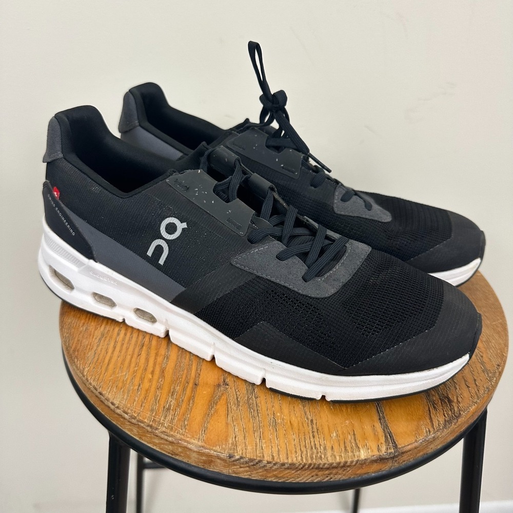 On Cloudrift 87.98303 Mens 10 Running Shoes Black White Lace Up Athletic Sneaker
